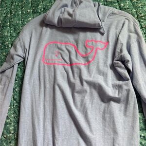 Vineyard Vines Blue Hoodie with Pink Whale